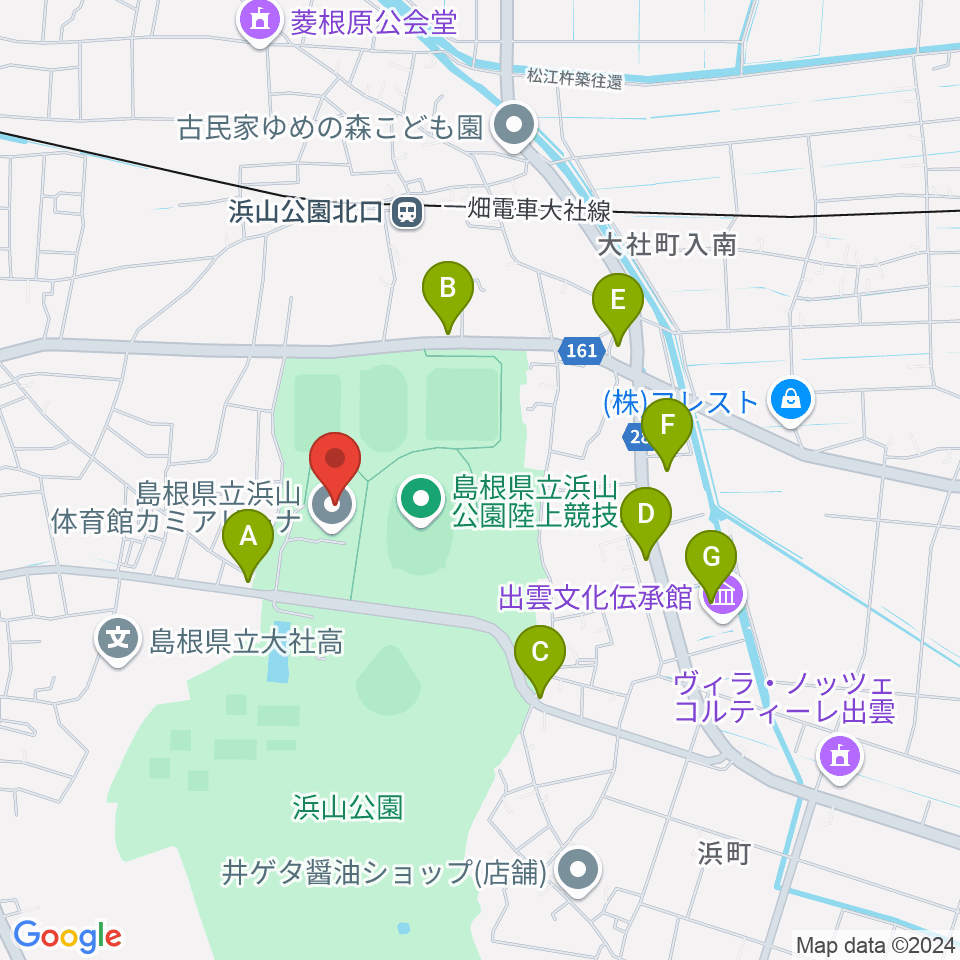 島根県立浜山体育館カミアリーナ周辺のカフェ一覧地図