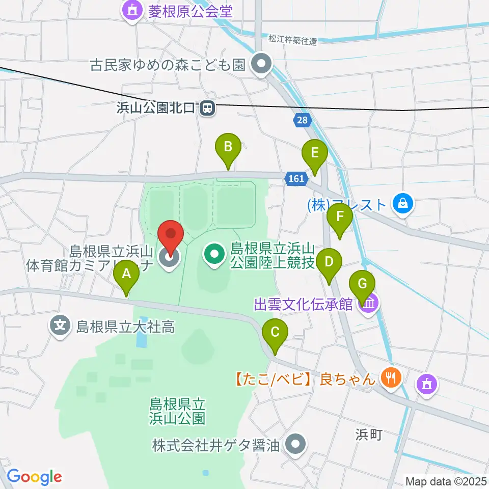 島根県立浜山体育館カミアリーナ周辺のカフェ一覧地図