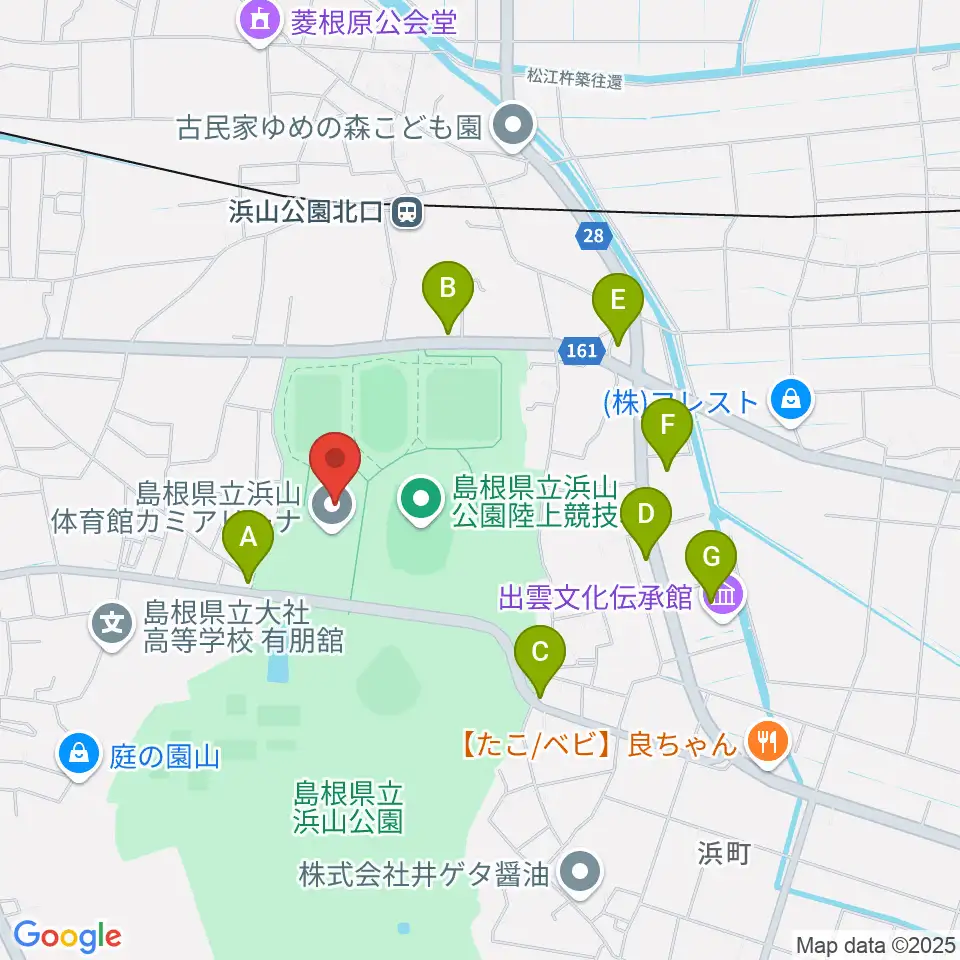 島根県立浜山体育館カミアリーナ周辺のカフェ一覧地図