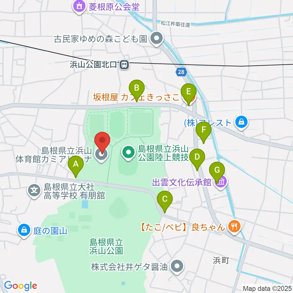 島根県立浜山体育館カミアリーナ周辺のカフェ一覧地図