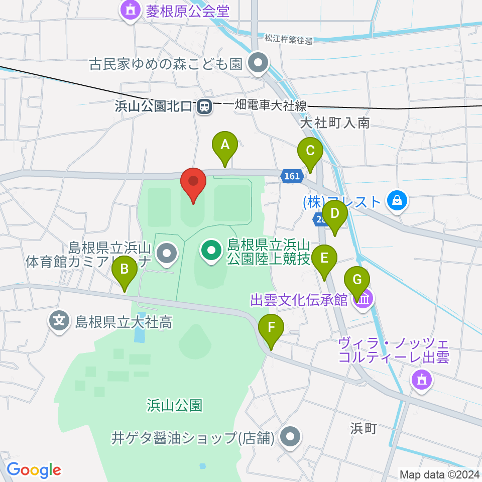 島根県立浜山公園補助競技場周辺のカフェ一覧地図