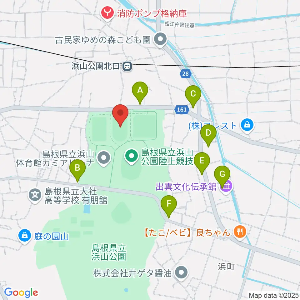 島根県立浜山公園補助競技場周辺のカフェ一覧地図