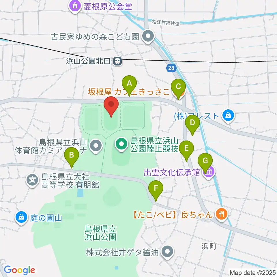 島根県立浜山公園補助競技場周辺のカフェ一覧地図