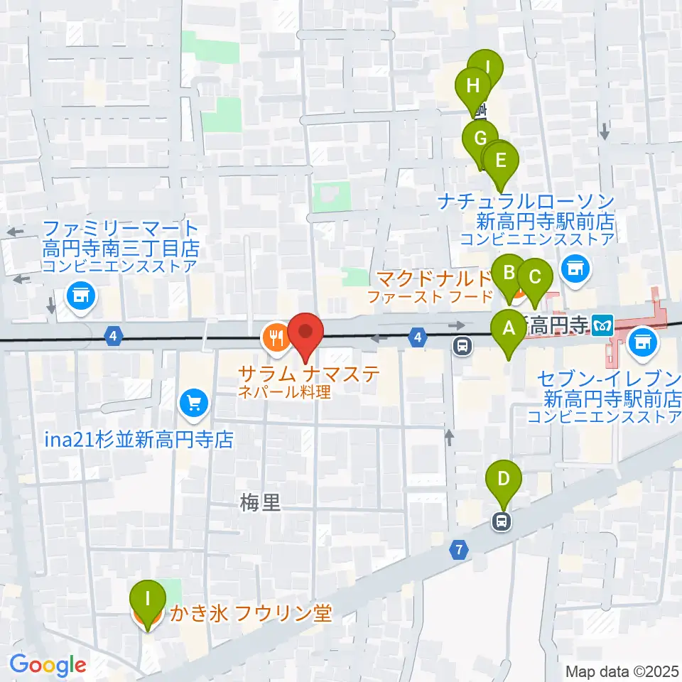 新高円寺LOFT X周辺のカフェ一覧地図