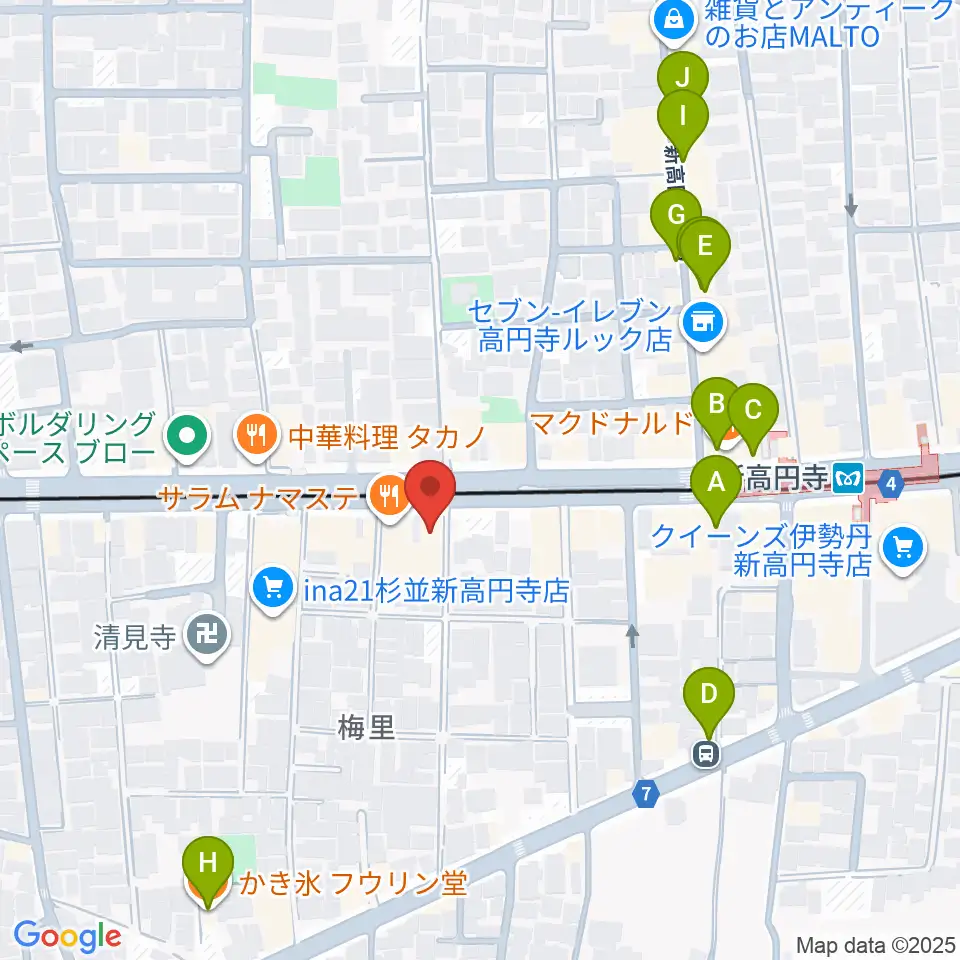 新高円寺LOFT X周辺のカフェ一覧地図