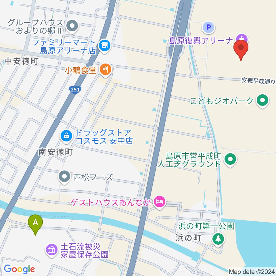 島原復興アリーナ周辺のカフェ一覧地図