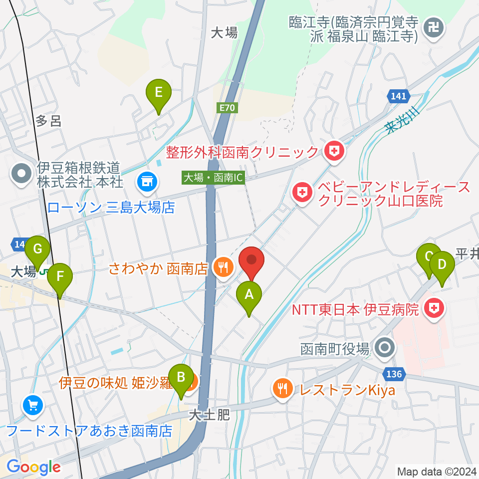 函南町文化センター周辺のカフェ一覧地図