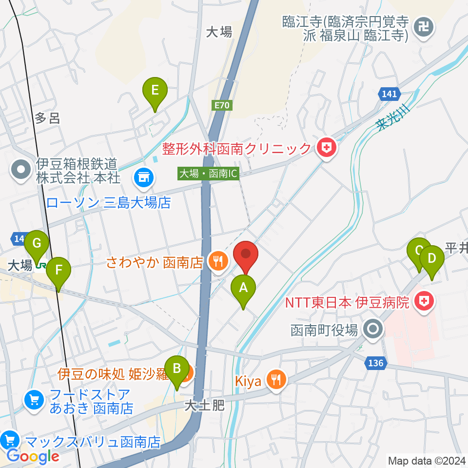 函南町文化センター周辺のカフェ一覧地図