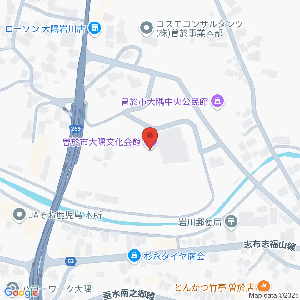曽於市大隅文化会館周辺のカフェ一覧地図