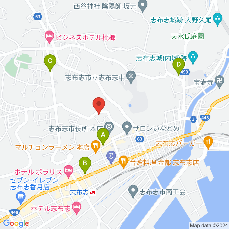 コミュニティセンター志布志市文化会館周辺のカフェ一覧地図