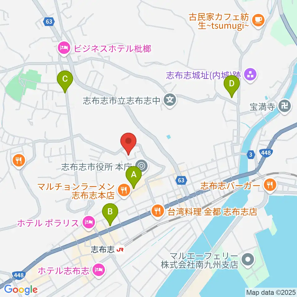 コミュニティセンター志布志市文化会館周辺のカフェ一覧地図