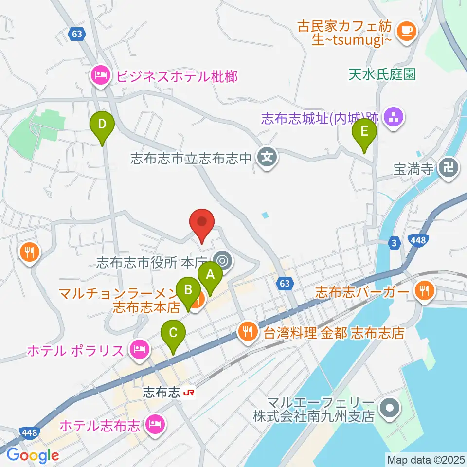 コミュニティセンター志布志市文化会館周辺のカフェ一覧地図