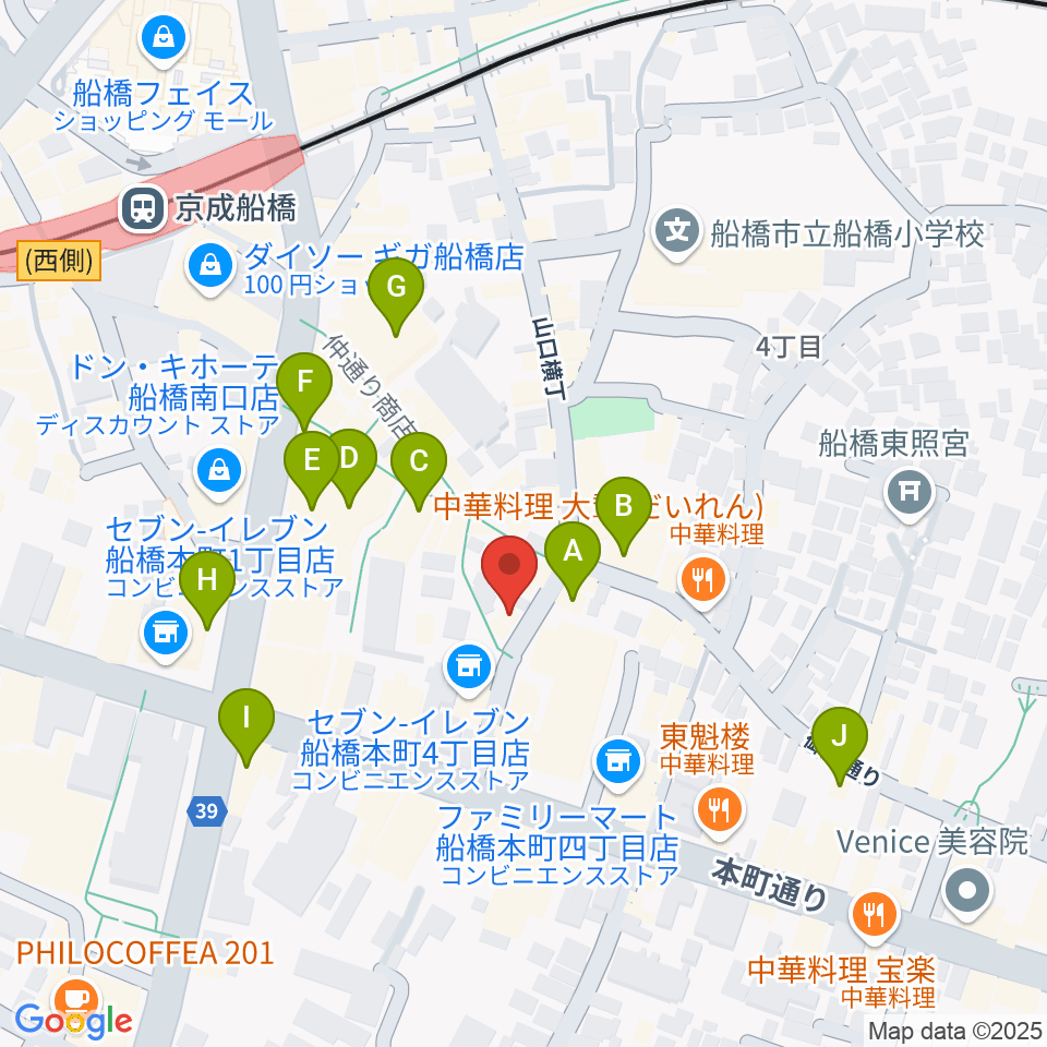 コクリコットフォルテ周辺のカフェ一覧地図