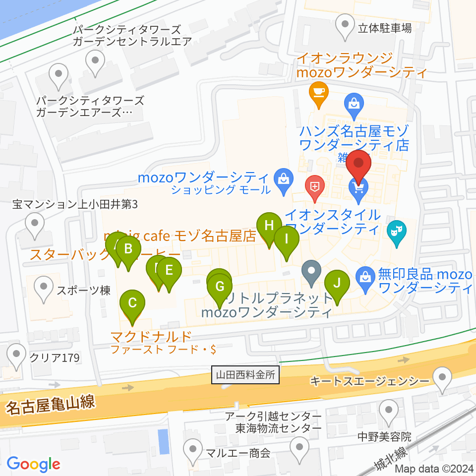 島村楽器 名古屋mozoオーパ店周辺のカフェ一覧地図