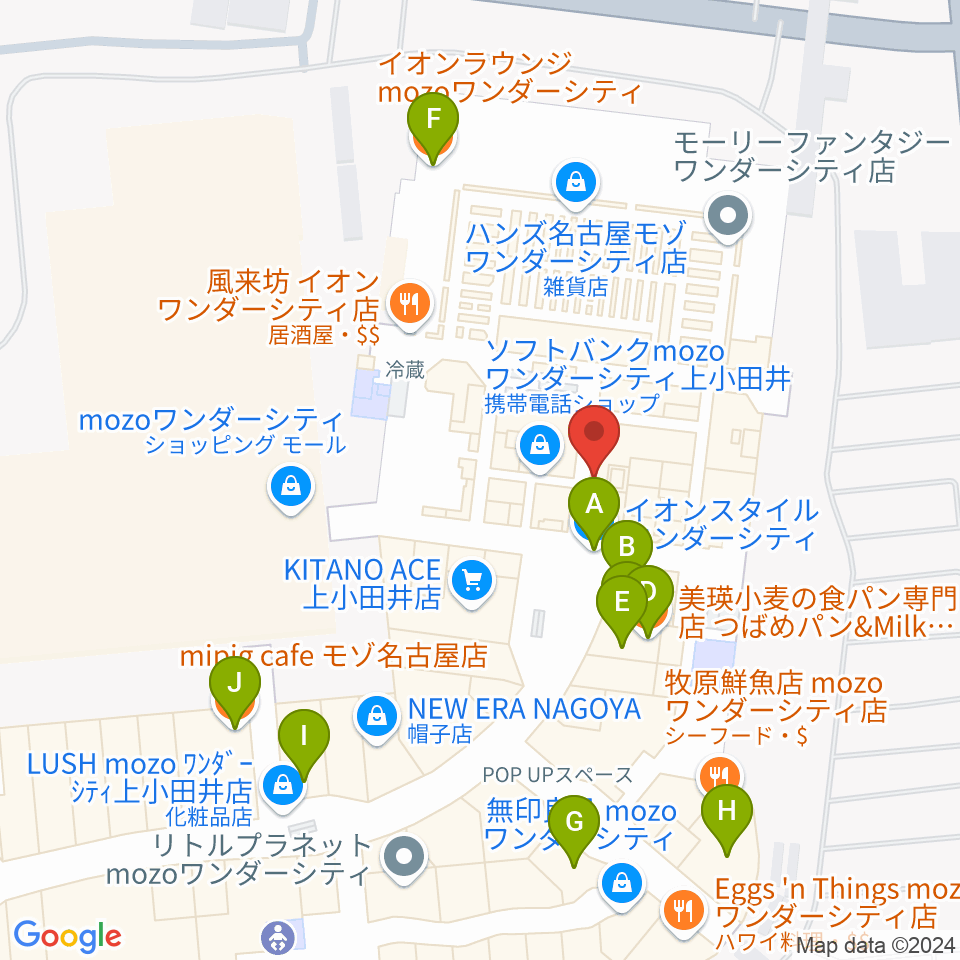 島村楽器 名古屋mozoオーパ店周辺のカフェ一覧地図