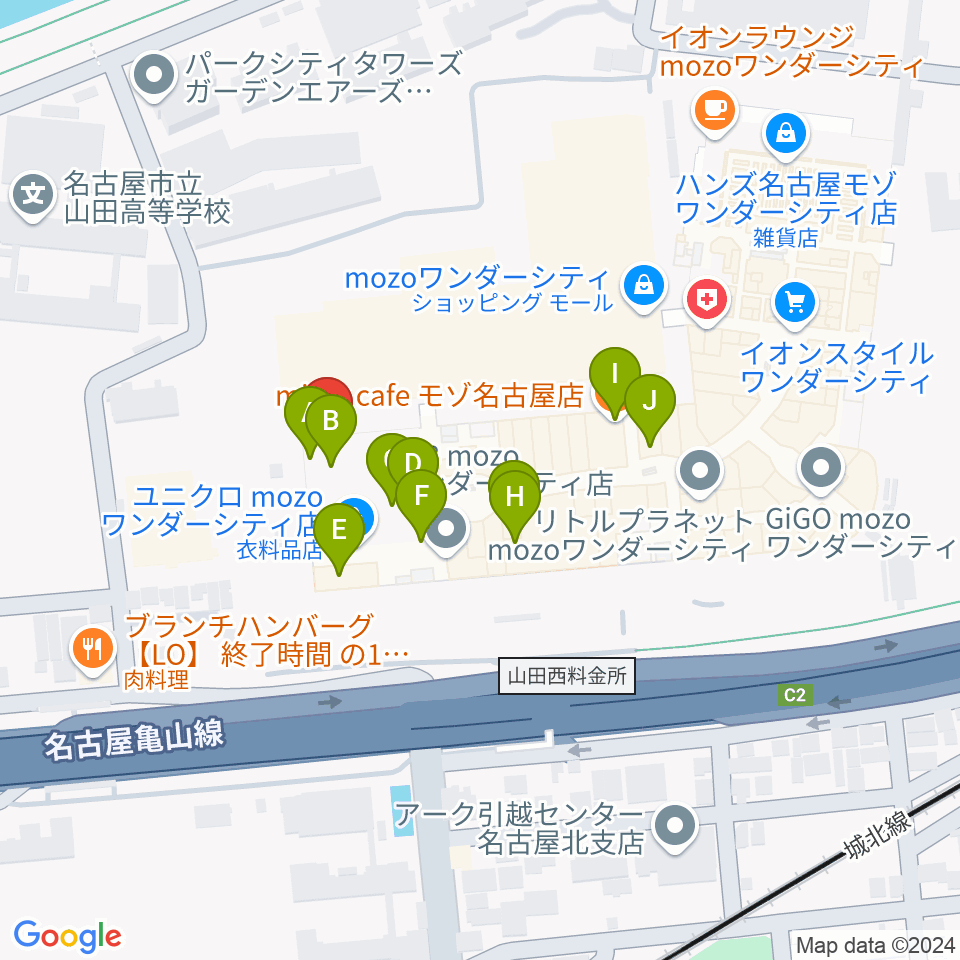 島村楽器 名古屋mozoオーパ店周辺のカフェ一覧地図