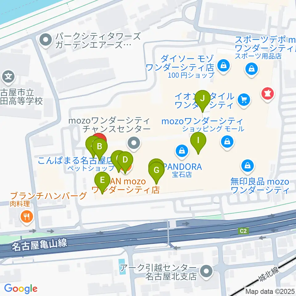島村楽器 名古屋mozoオーパ店周辺のカフェ一覧地図