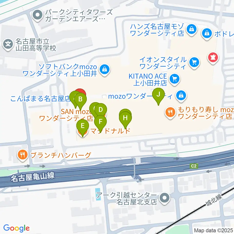 島村楽器 名古屋mozoオーパ店周辺のカフェ一覧地図