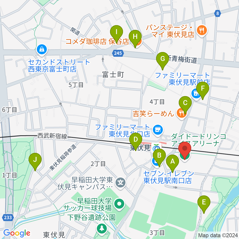 ダイドードリンコアイスアリーナ周辺のカフェ一覧地図