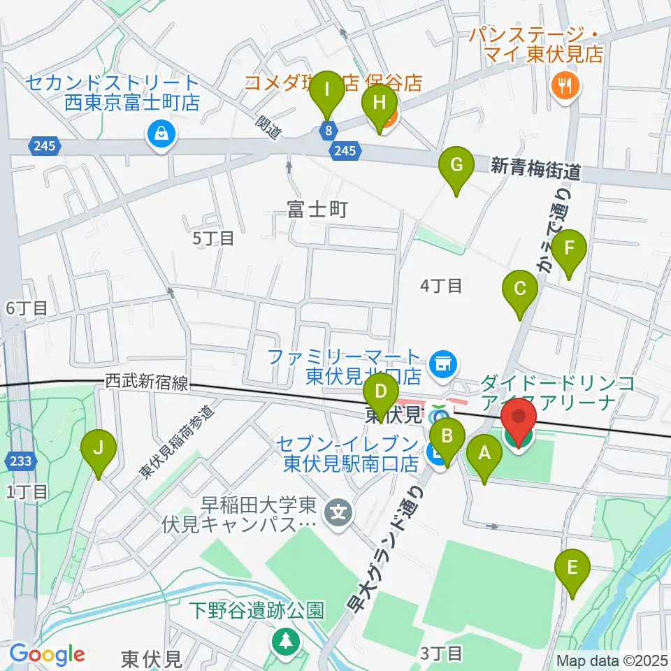 ダイドードリンコアイスアリーナ周辺のカフェ一覧地図