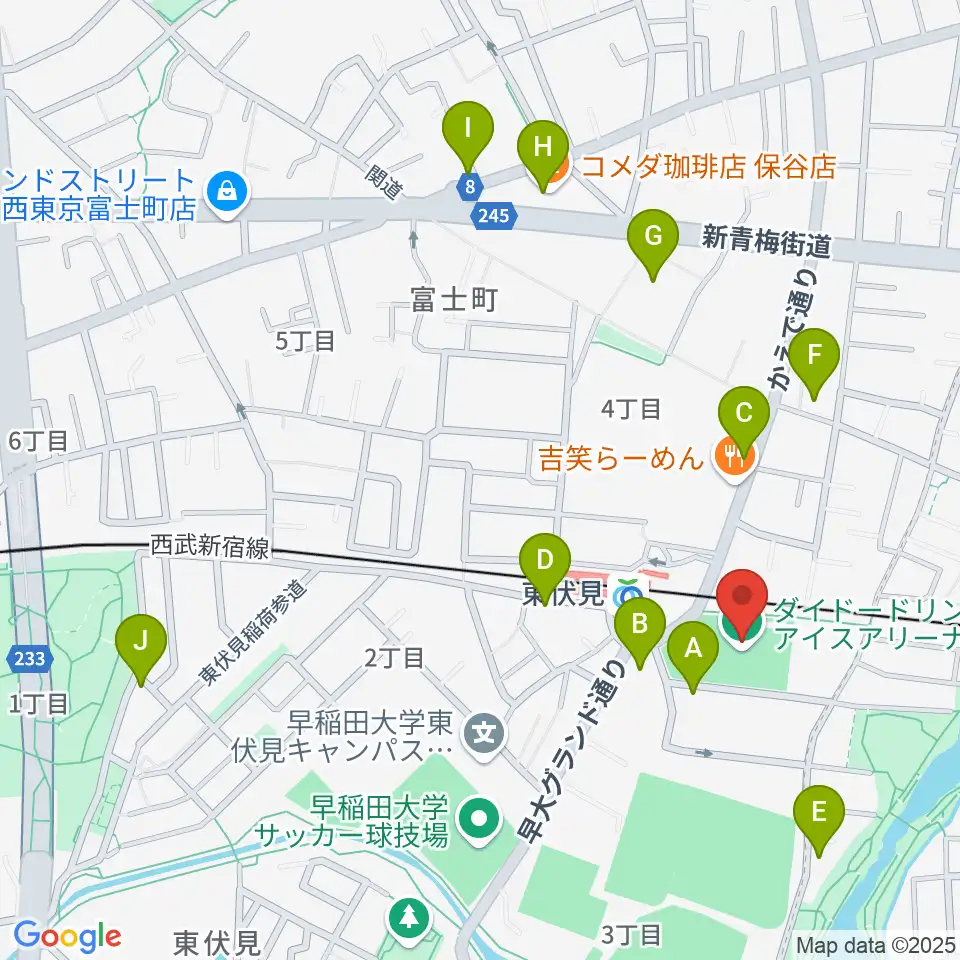 ダイドードリンコアイスアリーナ周辺のカフェ一覧地図