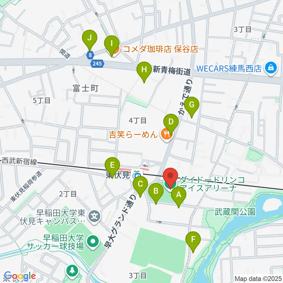 ダイドードリンコアイスアリーナ周辺のカフェ一覧地図