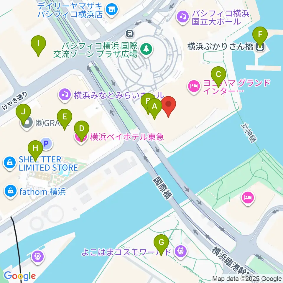 パシフィコ横浜 会議センター周辺のカフェ一覧地図