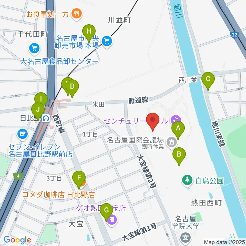 名古屋国際会議場イベントホール周辺のカフェ一覧地図