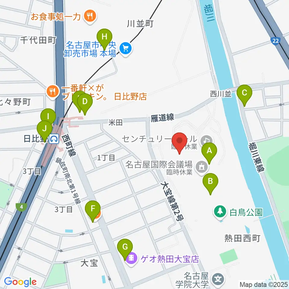 名古屋国際会議場イベントホール周辺のカフェ一覧地図