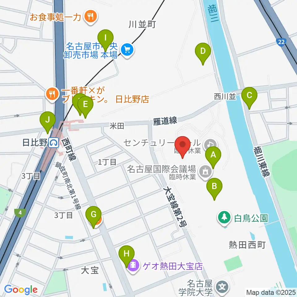 名古屋国際会議場イベントホール周辺のカフェ一覧地図