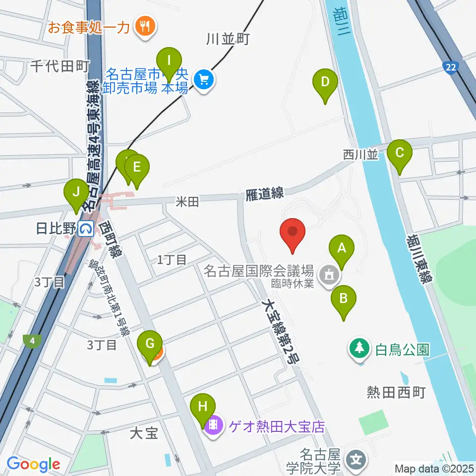 名古屋国際会議場イベントホール周辺のカフェ一覧地図
