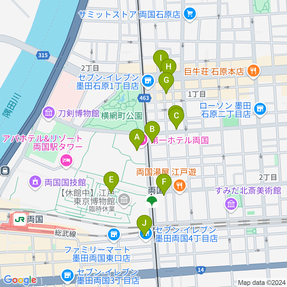 KFCホール周辺のカフェ一覧地図