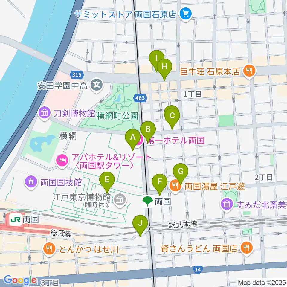 KFCホール周辺のカフェ一覧地図