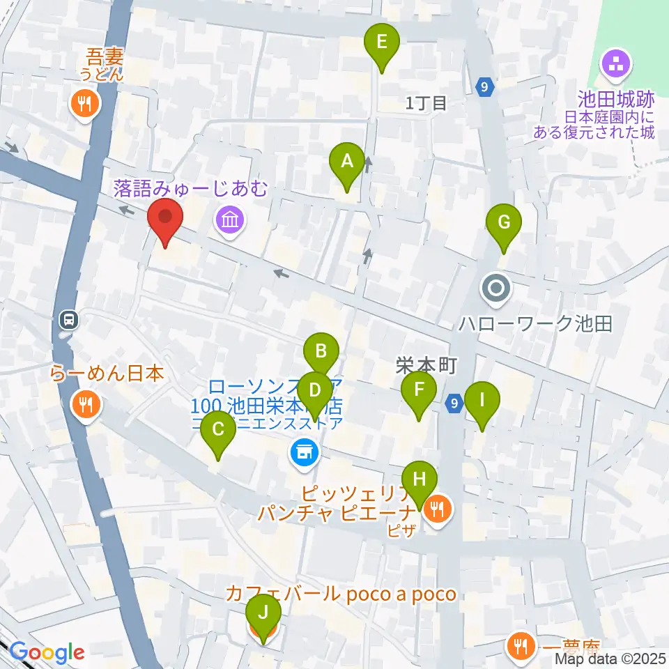 池田呉服座周辺のカフェ一覧地図