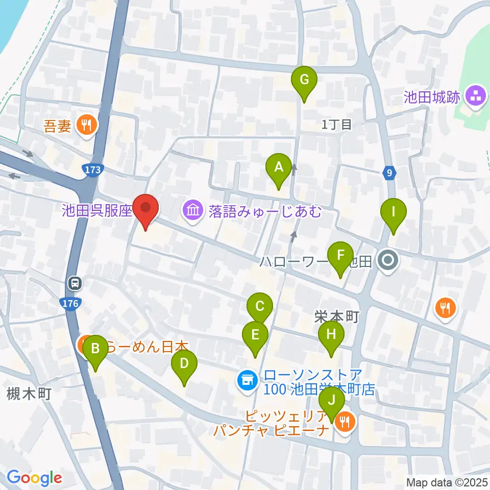 池田呉服座周辺のカフェ一覧地図