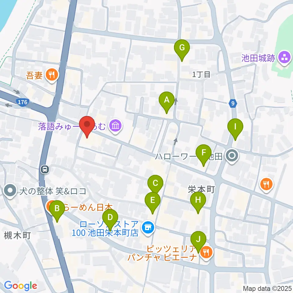 池田呉服座周辺のカフェ一覧地図