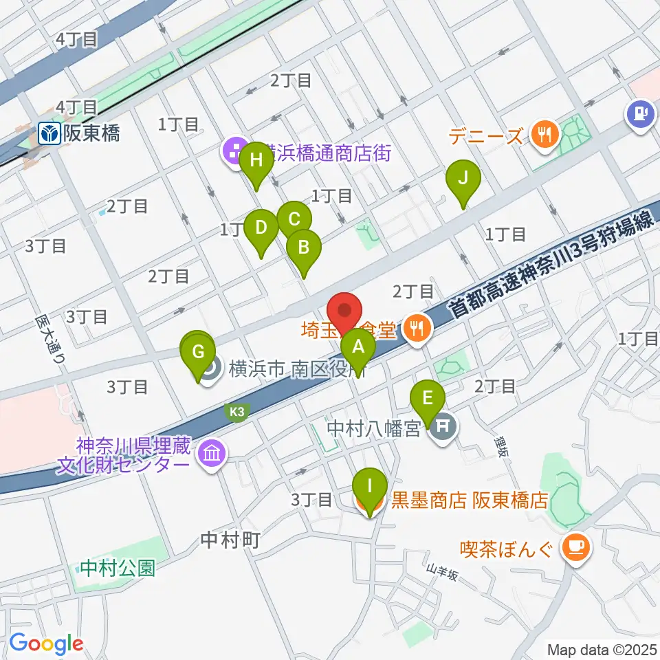 三吉演芸場周辺のカフェ一覧地図