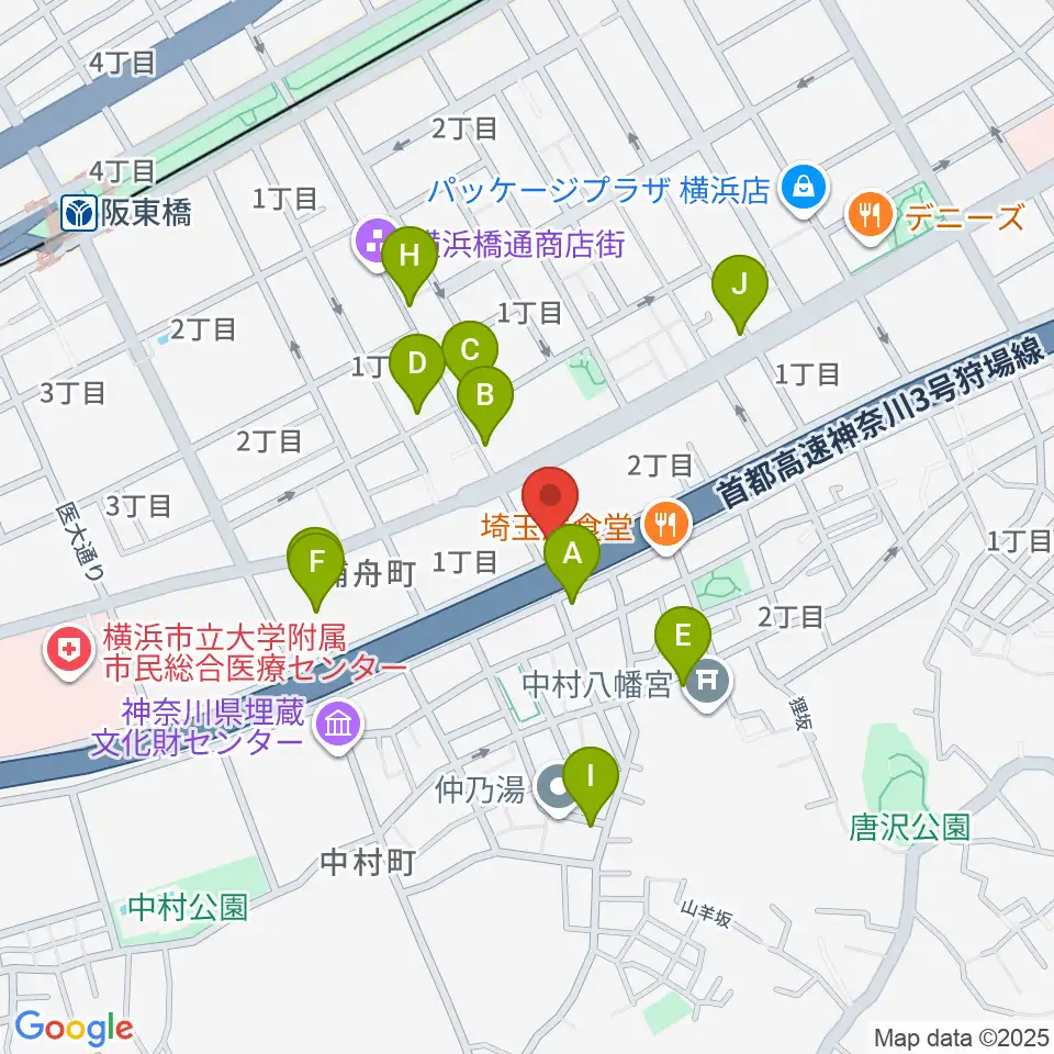 三吉演芸場周辺のカフェ一覧地図