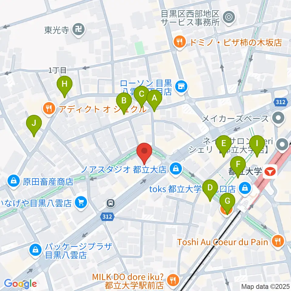 アリオーネ音楽教室都立大教室周辺のカフェ一覧地図