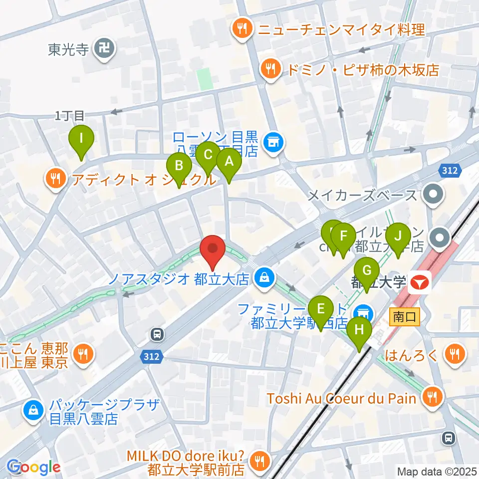 アリオーネ音楽教室都立大教室周辺のカフェ一覧地図