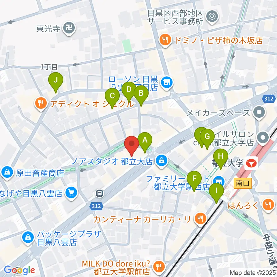 アリオーネ音楽教室都立大教室周辺のカフェ一覧地図