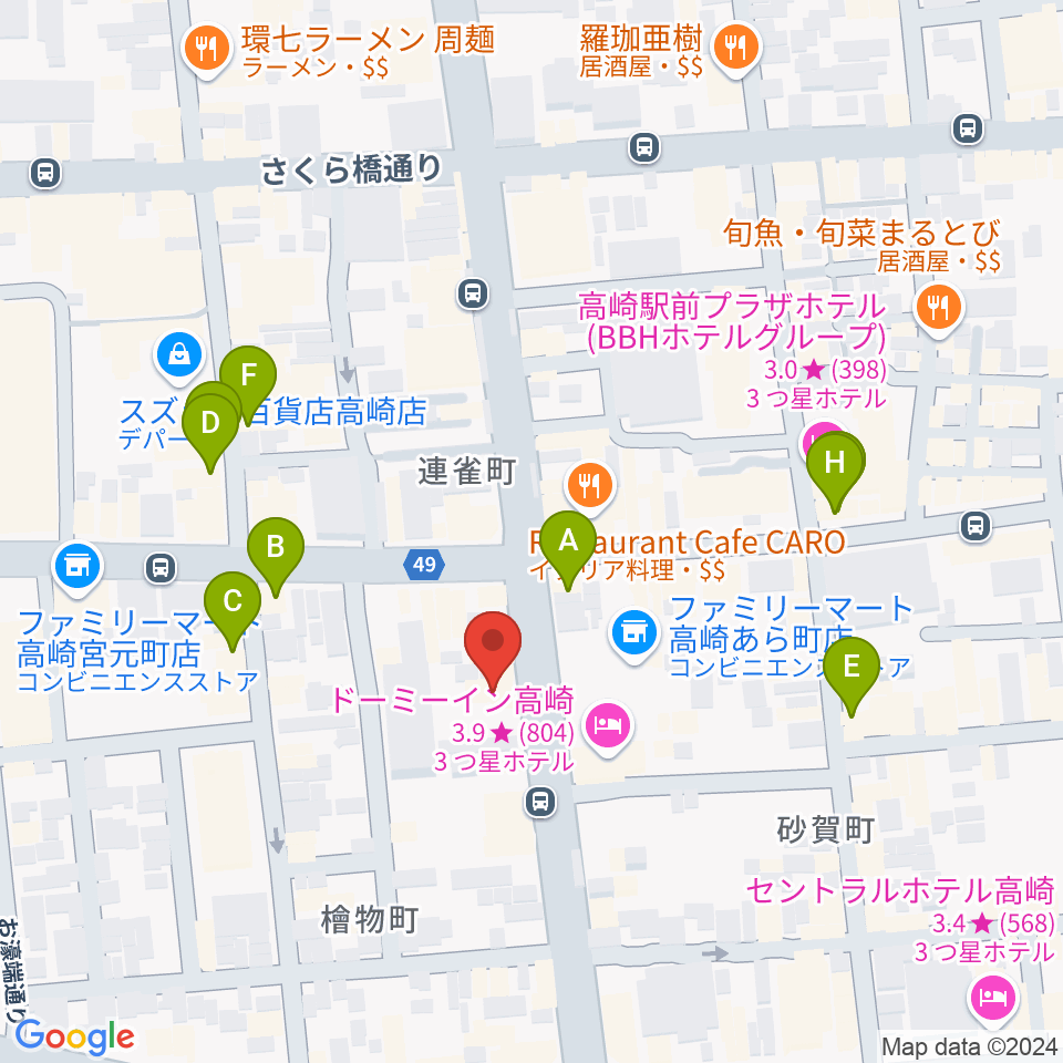 シネマテークたかさき周辺のカフェ一覧地図