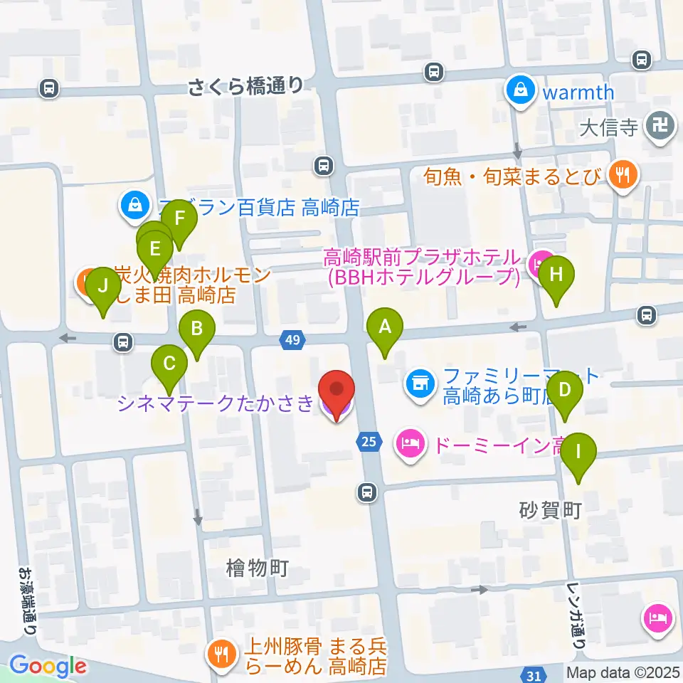 シネマテークたかさき周辺のカフェ一覧地図