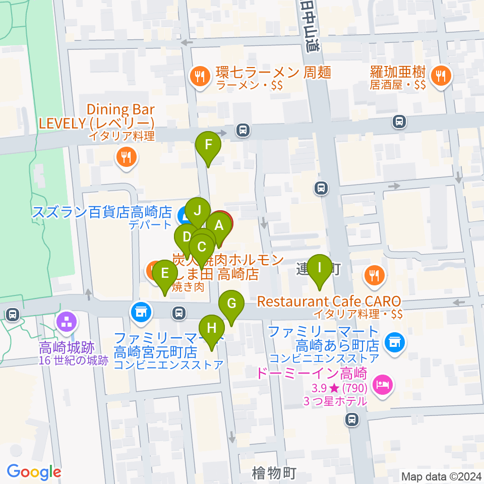 高崎 cafeあすなろ周辺のカフェ一覧地図