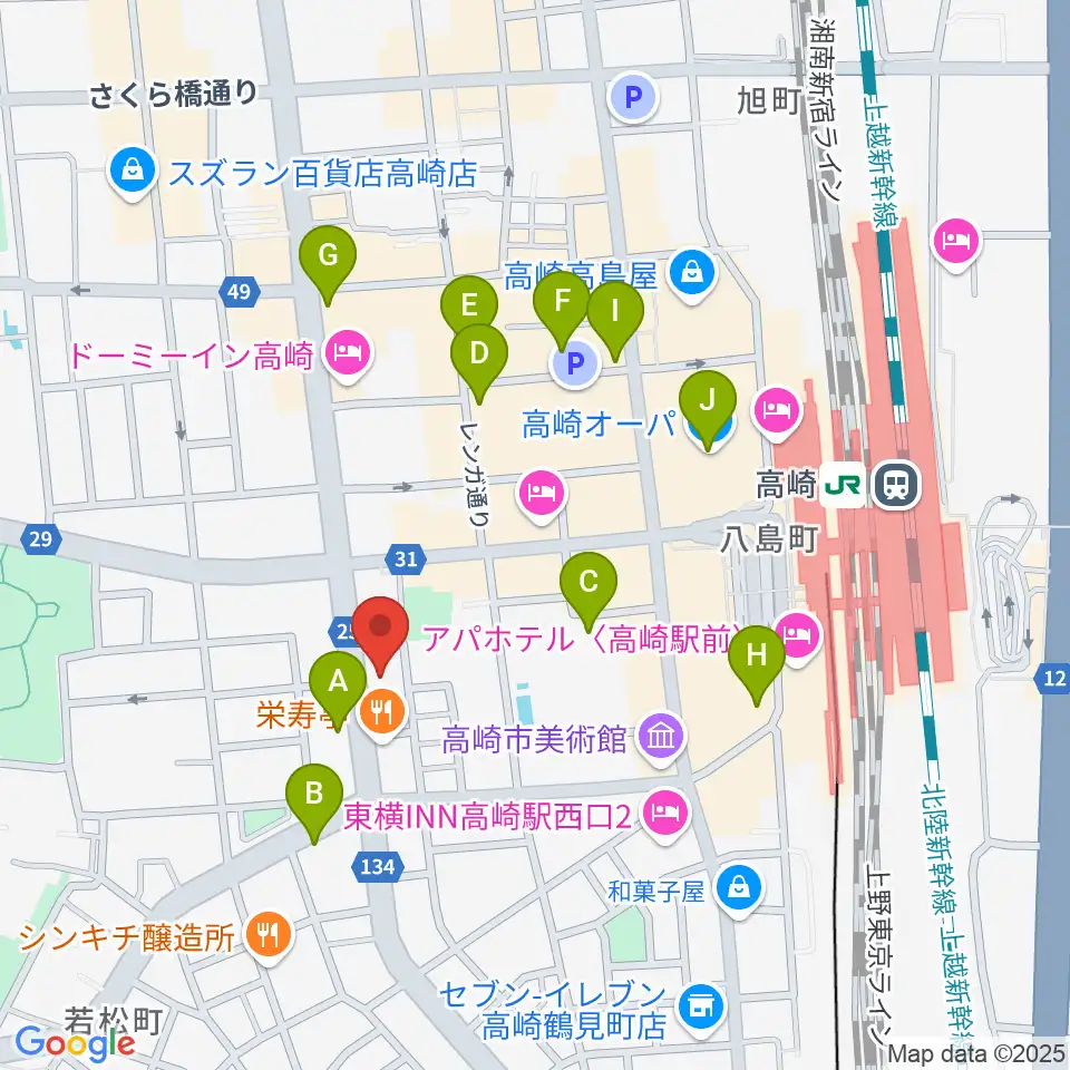TAGO STUDIO TAKASAKI周辺のカフェ一覧地図