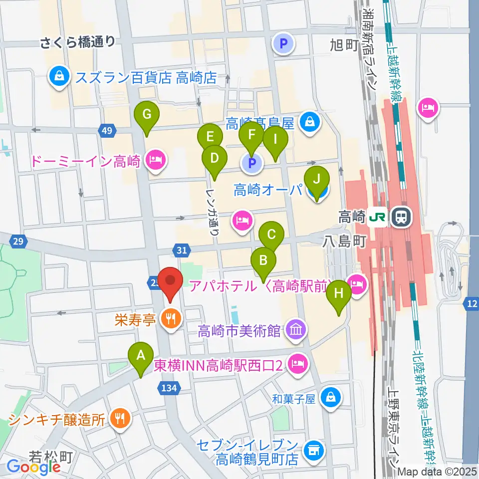 TAGO STUDIO TAKASAKI周辺のカフェ一覧地図