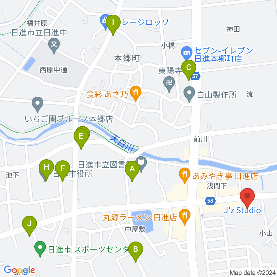 J'z Studio本館周辺のカフェ一覧地図