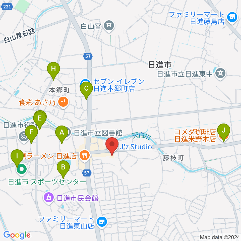 J'z Studio本館周辺のカフェ一覧地図