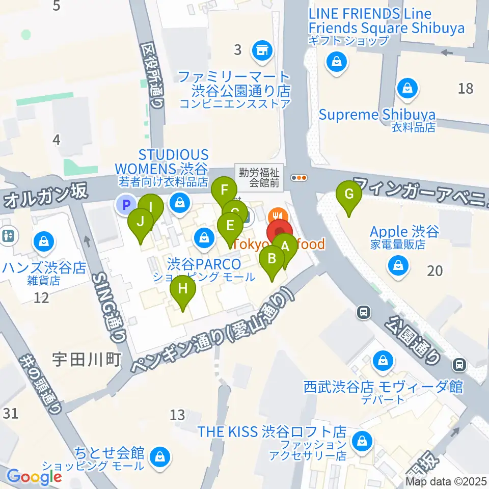 ホワイトシネクイント周辺のカフェ一覧地図