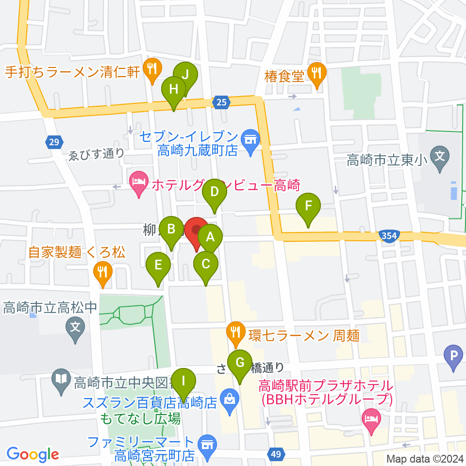 高崎電気館周辺のカフェ一覧地図